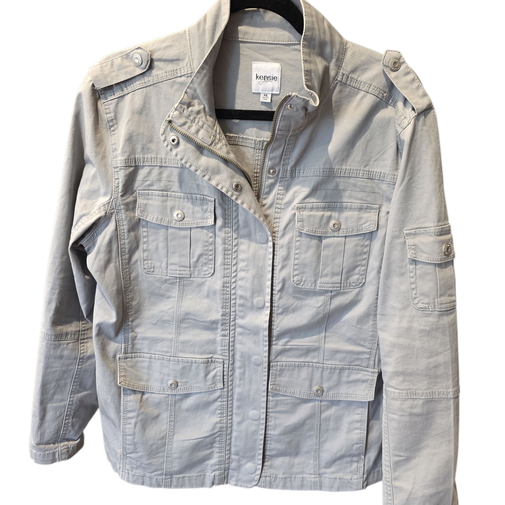 Kensie Light Gray Utility Jacket for Women